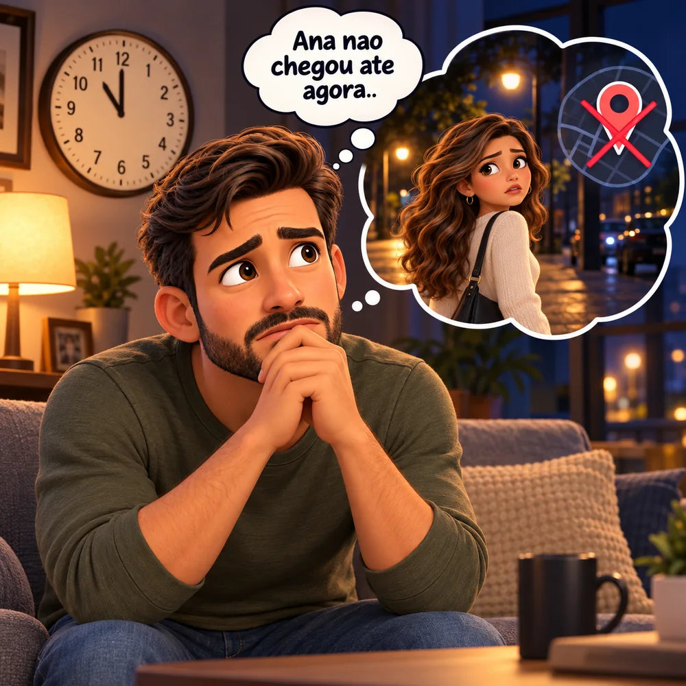 Homem preocupado à noite porque a pessoa que ama ainda não chegou