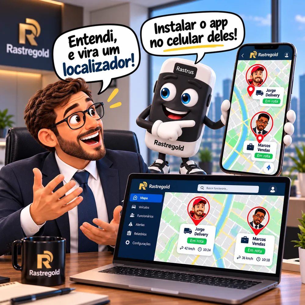Empresário acompanhando a equipe no painel e no celular